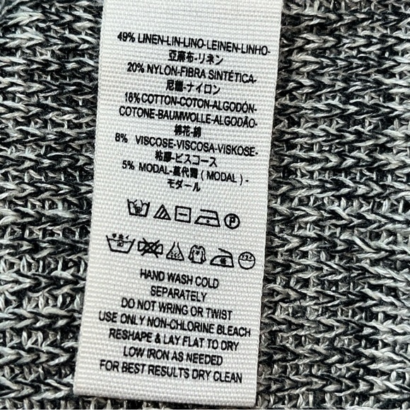 Free People ALANA sweater gray Black OFF Shoulder wide Neck marled XS Oversized - Picture 16 of 16